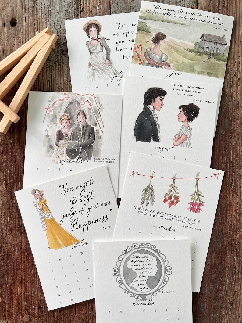 Jane Austen Calendar 2023 Watercolor Sketchbook Desk Etsy