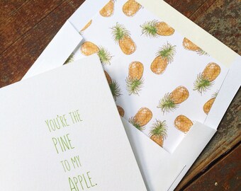 Pineapple Watercolor Greeting Card: Lined Envelope, Any Occasion