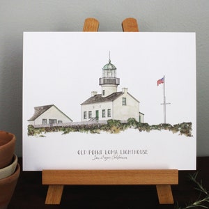 8 x 10 Watercolor Print - Old Point Loma Lighthouse - San Diego California - Venue Painting - Watercolor Painting