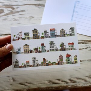Charleston Postcard Charleston South Carolina Watercolor Postcard, Post Card Single House, Rainbow Row, Houses Card image 3