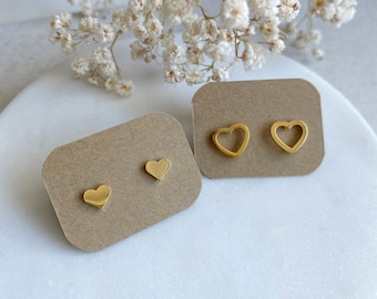 Mini stud earrings | Heart | Stainless steel | gold, silver