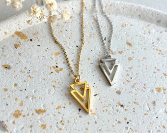 Dreieck, Chevron Kette, geometrisch | Edelstahl | gold & silber