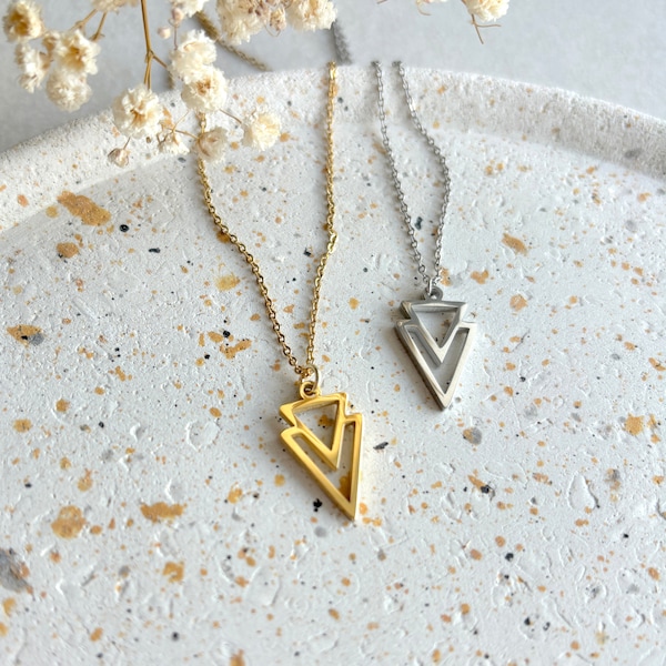 Dreieck, Chevron Kette, geometrisch | Edelstahl | gold & silber