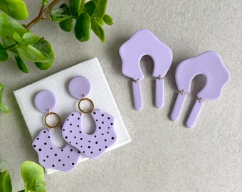 Statement earrings LILAH | Polymer clay | lilac