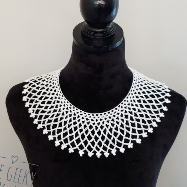The favorite jabot handmade lace collar, 20" length RBG collar