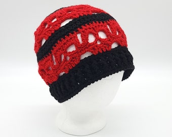 Black and red skull beanie cap