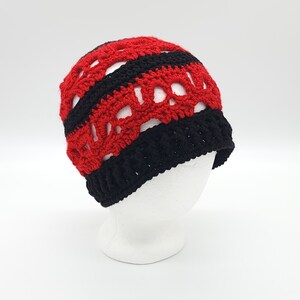 Black and red skull beanie cap