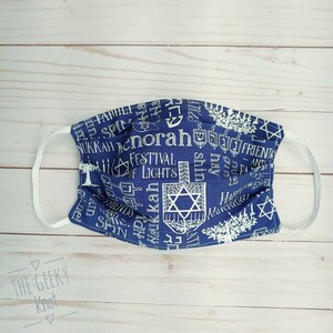 Hanukkah reversible two layer cotton fabric face mask / Face mask cover