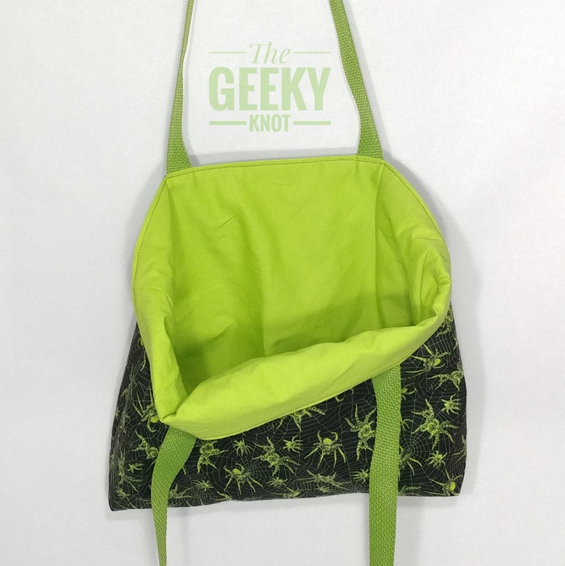 Glow-in-the-dark spider tote bag