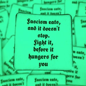 Glow in the dark leftist sticker