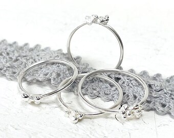 ECO sterling silver rustic seed ring, Individual dainty silver seed ring