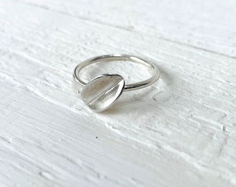 Size N fine silver leaf shape ring, Contemporary silver nature ring, Fine silver leaf ring, Fold formed fine silver leaf ring