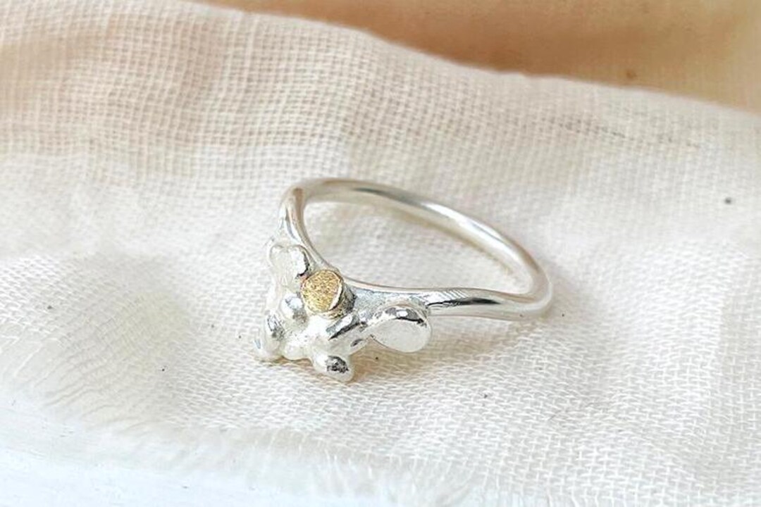Sterling Silver Seed Ring With 9ct Gold Seed, Size O - Etsy