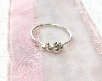 Recycled silver seed ring, Rustic nature ring, Contemporary silver seed ring, Silver bobble ring, Handmade silver seed ring