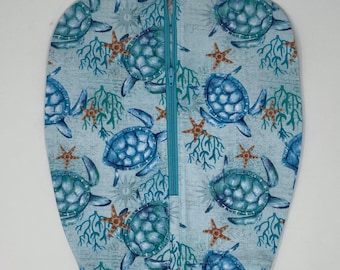 Sea turtles catheter bag cover. Great foley user gift. Open weighted hem for easy emptying, front zip easily slips on and off. Dignity cover