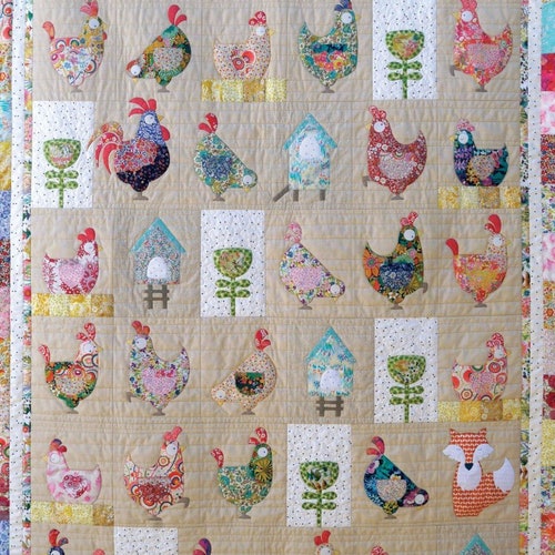 Hen House an Applique Quilt Pattern by Claire Trupin Design Etsy