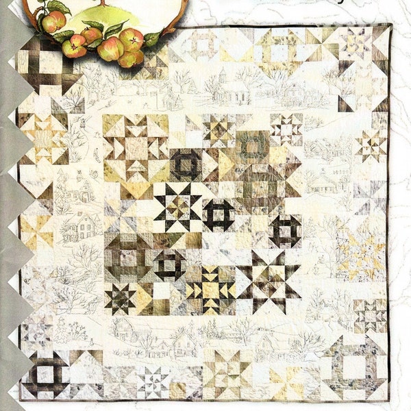 Snow Days, Hand Embroidery and Traditional Piecing Pattern by Meg Hawkey of Crabapple Hill Studio