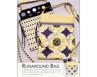 Runaround Bag Pattern by Joan Hawley, Lazy Girl Designs.  Small Lined Purse