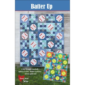 Batter Up Quilt Pattern by Allison Harris of Cluck Cluck Sew, Baseball Quilt Pattern, Tennis Ball Quilt Pattern