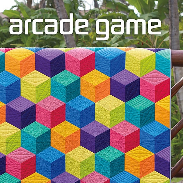 Arcade Game Quilt Pattern by Jaybird Quilts, Tumbling blocks, Optical illusion Quilt Pattern