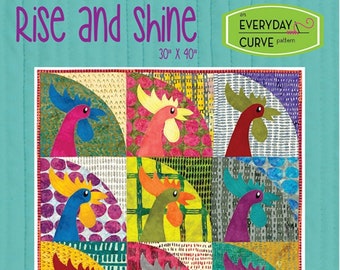 Rise and Shine Quilt Pattern, an Everyday Curve Pattern by Everyday Stitches, Rooster Quilt Pattern