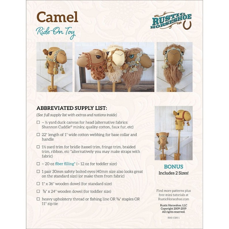 Camel Ride-On Toy Pattern by Rustic Horseshoe