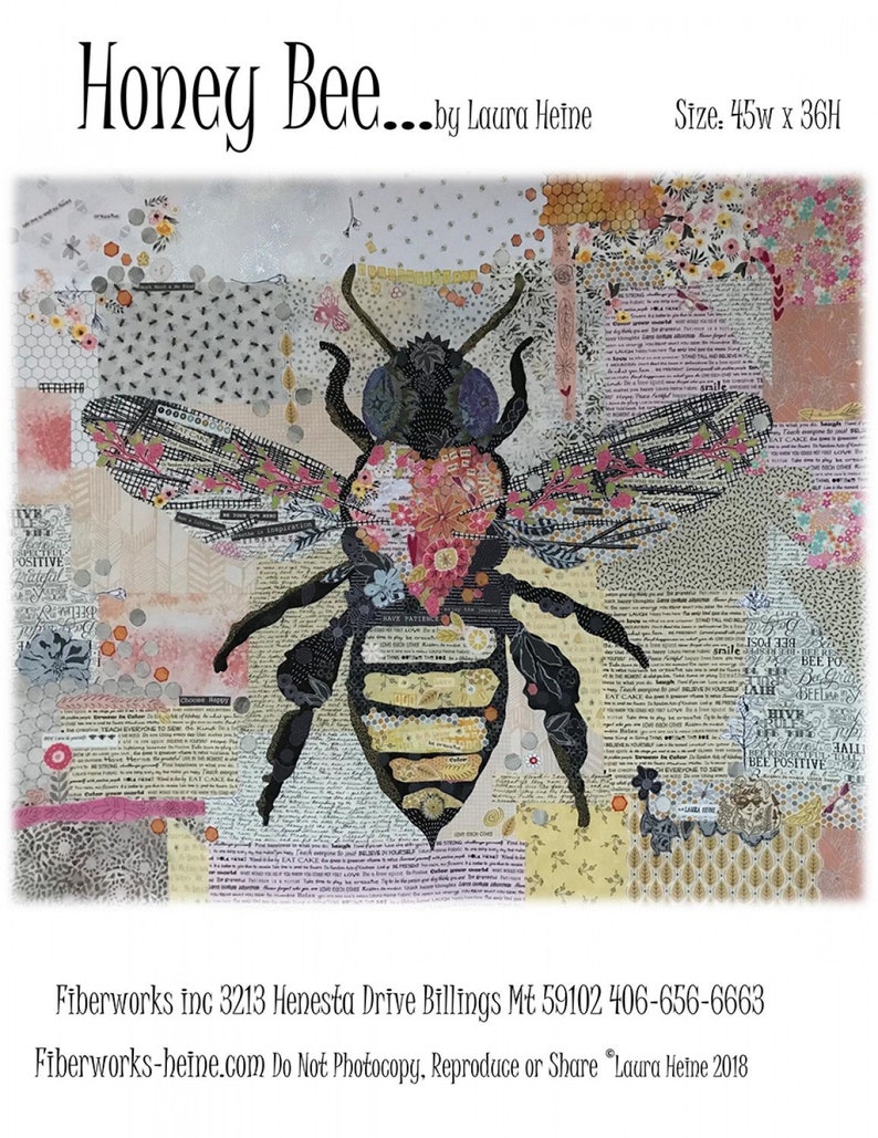 Honey Bee Collage Quilt Pattern by Laura Heine of Fiberworks