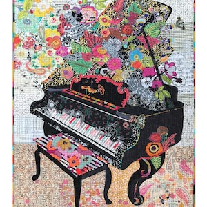 Piano Collage Pattern by Laura Heine of Fiberworks, Collage Quilt Pattern