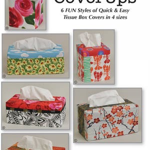 Tissue Box Cover Ups Pattern, Tiger Lily Press, Six Fun Styles, 4 Sizes