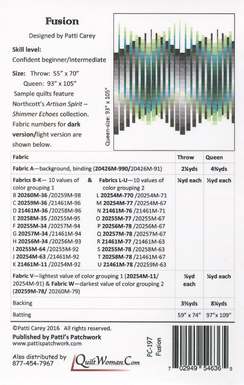 Fusion Quilt Pattern by Patti Carey, Bargello Quilt Pattern image 2