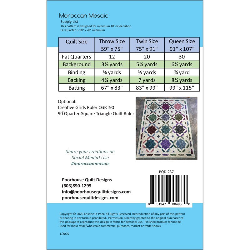 Moroccan Mosaic Quilt Pattern Fat Quarter Friendly Quilt Etsy