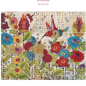 Humming Bird Collage Quilt Pattern by Laura Heine of Fiberworks