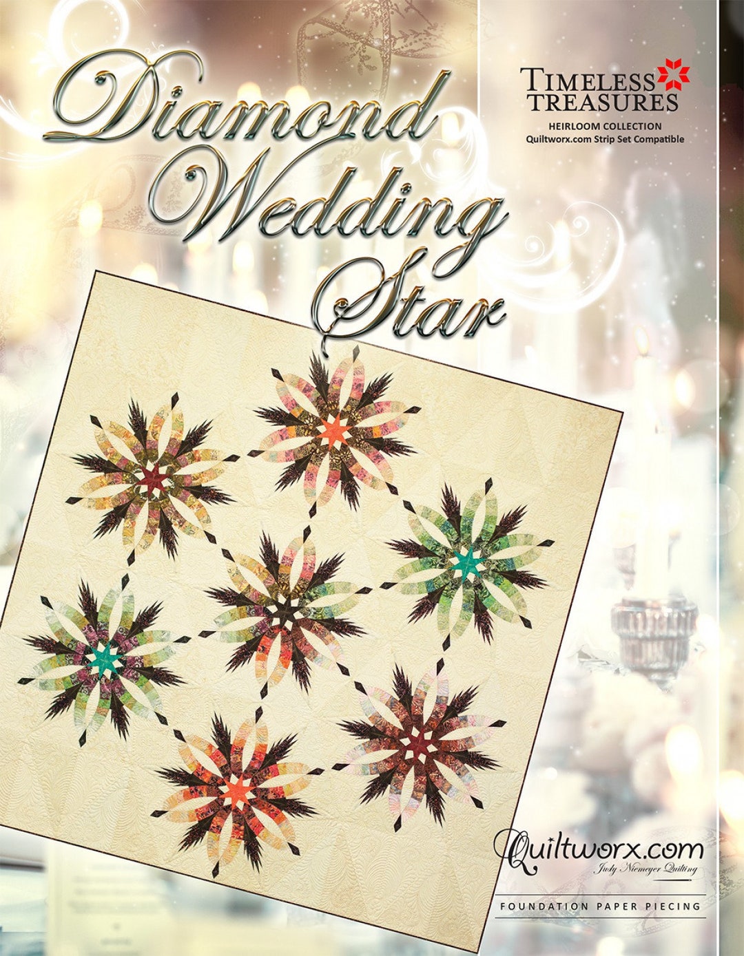 Diamond Wedding Star Quilt Pattern and Foundation Papers, Paper Piecing ...