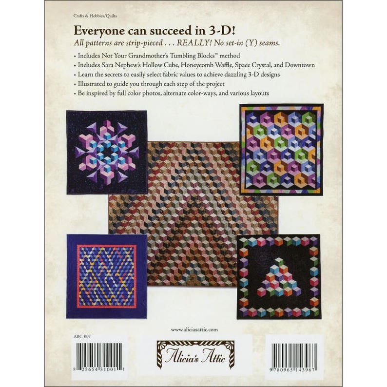 Download Sewing Fiber Quilt Book By Marci Baker Of Alicia S Attic Abc 3d Tumbling Block And More Sewing