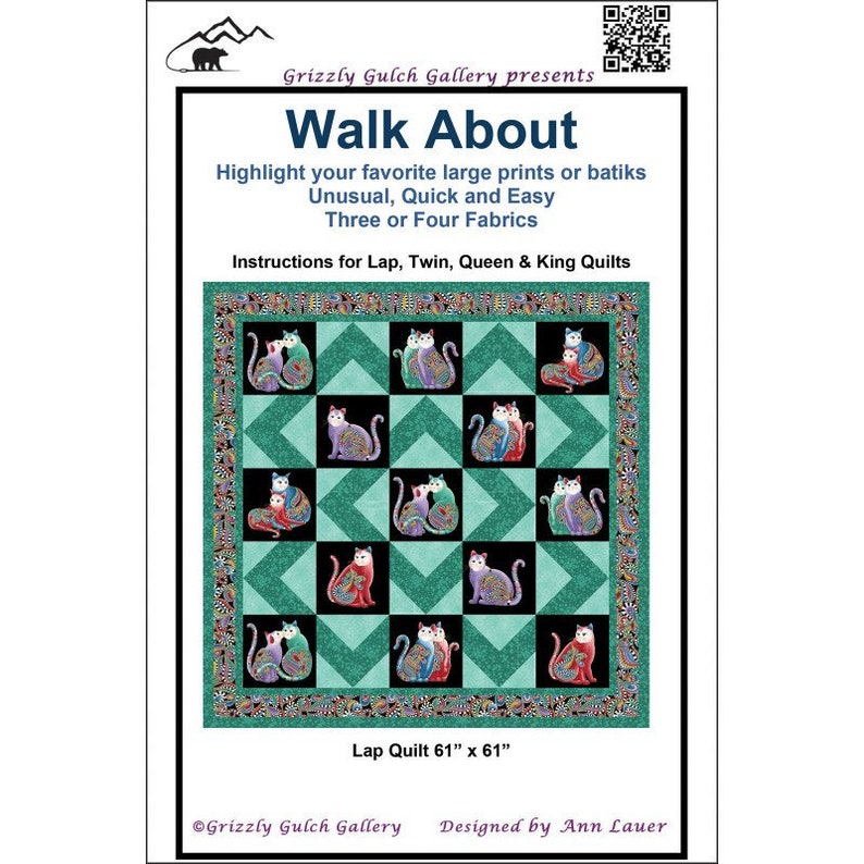 Walk About Quilt Pattern by Ann Lauer of Grizzly Gulch Gallery Etsy