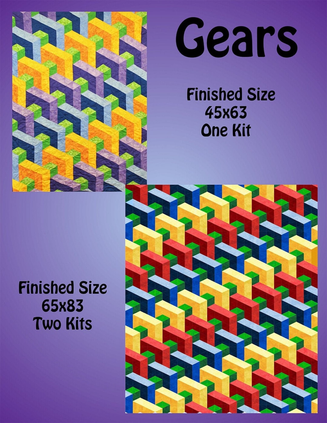 Gears Pattern by Ruth Ann Berry of Quilter's Clinic, 3D Illusion Quilt