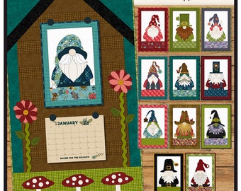 Gnome for the Holidays Calendar Applique Quilt Pattern by The Whole Country Caboodle