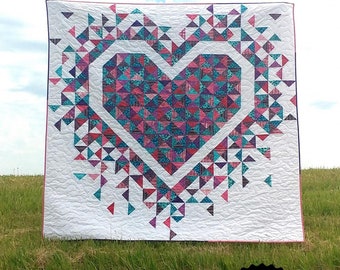 Exploding Heart Quilt Pattern by Slice of Pie Quilts, Fat Quarter or Scrap Quilt Pattern