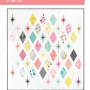 Atomic Starburst Quilt Pattern by Violet Craft, Diamond Quilt, Star Quilt