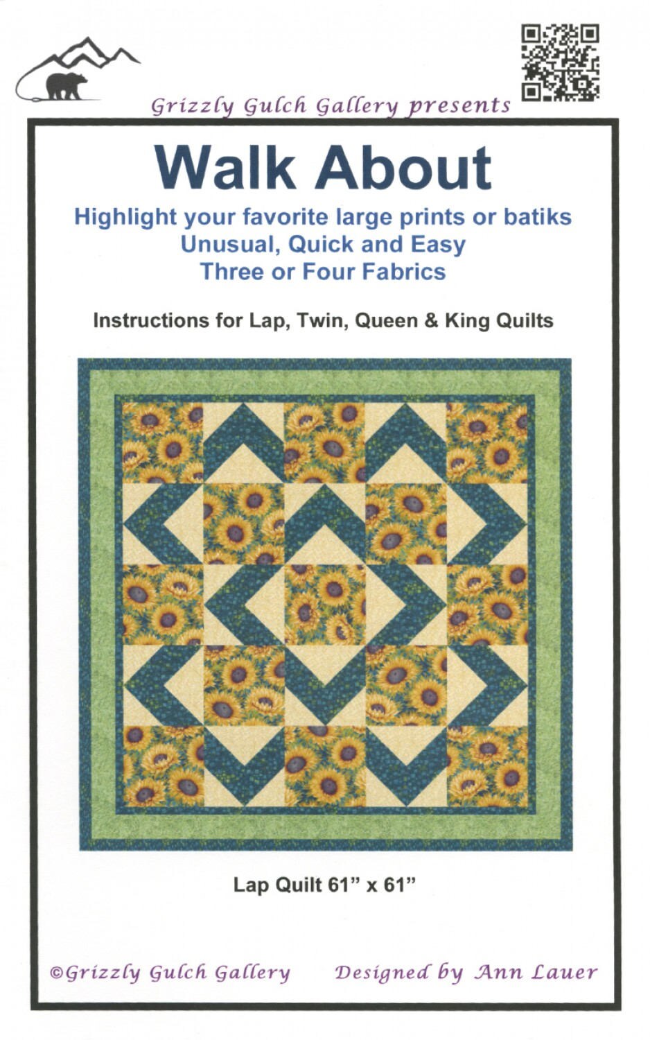 Walk About Quilt Pattern by Ann Lauer of Grizzly Gulch Gallery Etsy