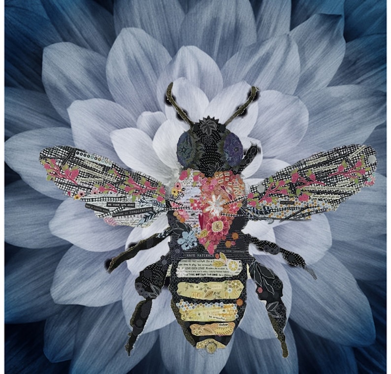 Honey Bee Collage Quilt Pattern by Laura Heine of Fiberworks