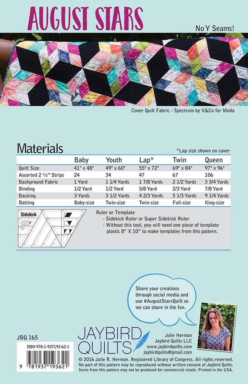 SALE August Stars Quilt Pattern by Jaybird Quilts Etsy