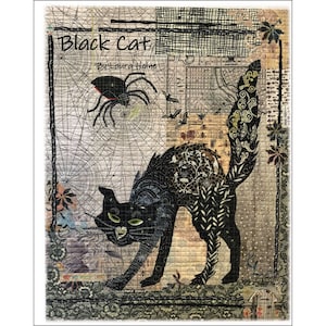 Black Cat, Collage Quilt Pattern by Laura Heine of Fiberworks