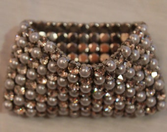 Cuff, Rhinestone, Pearl, Bracelet, For Weddings, Proms, Special Occassion or Casual