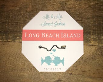 Kissing Fish Coral and Turquoise Teal Beach Badge Place Cards Ocean Wedding Shower Birthday