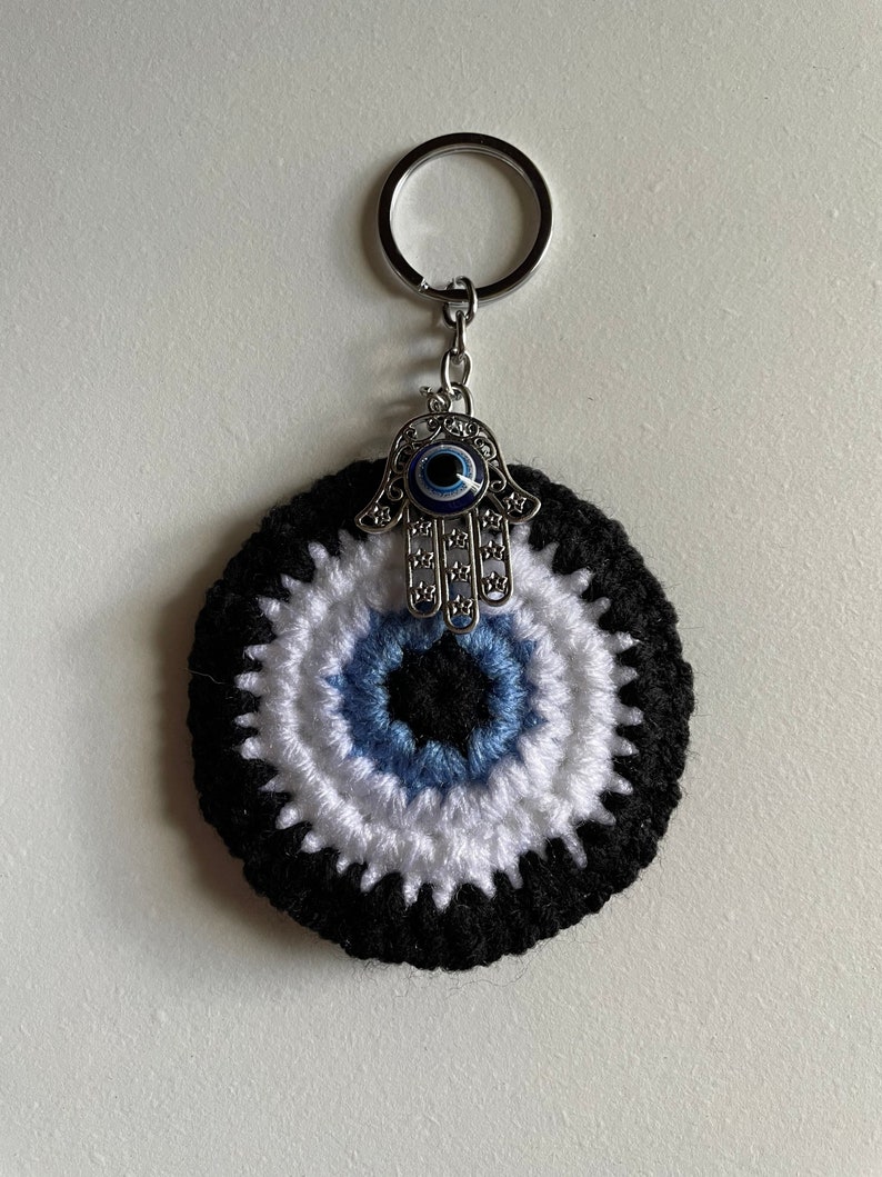 Crochet Evil Eye Keychain Free Shipping Etsy