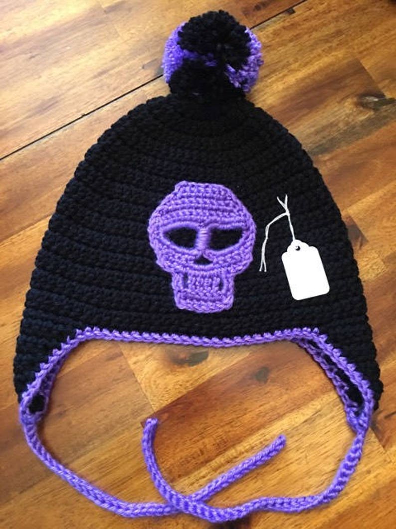 Crochet Skull Hat Etsy