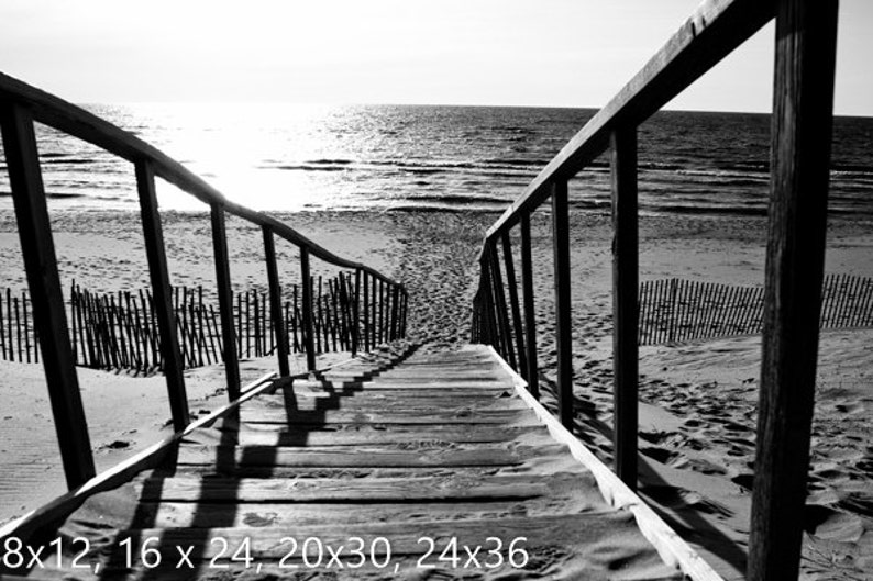 Black & White Photography The Stairs at the End of the World fine art print, home decor, wall photo, beach, stairs, summer image 4