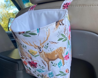 Car Garbage Bag, Headrest Trash Bag, Headrest Garbage Bag, Car Garbage Can, Washable Garbage Can, Floral Forest Animal Print Garbage Bag