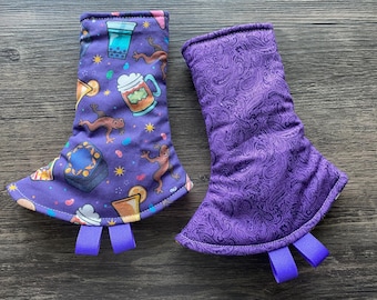 Ready to Ship Reversible Corner Suckpads for Tula Happy Baby Ergo Mabe Lillebaby, Character Treats and Purple Paisley, Artipoppe Suckpads